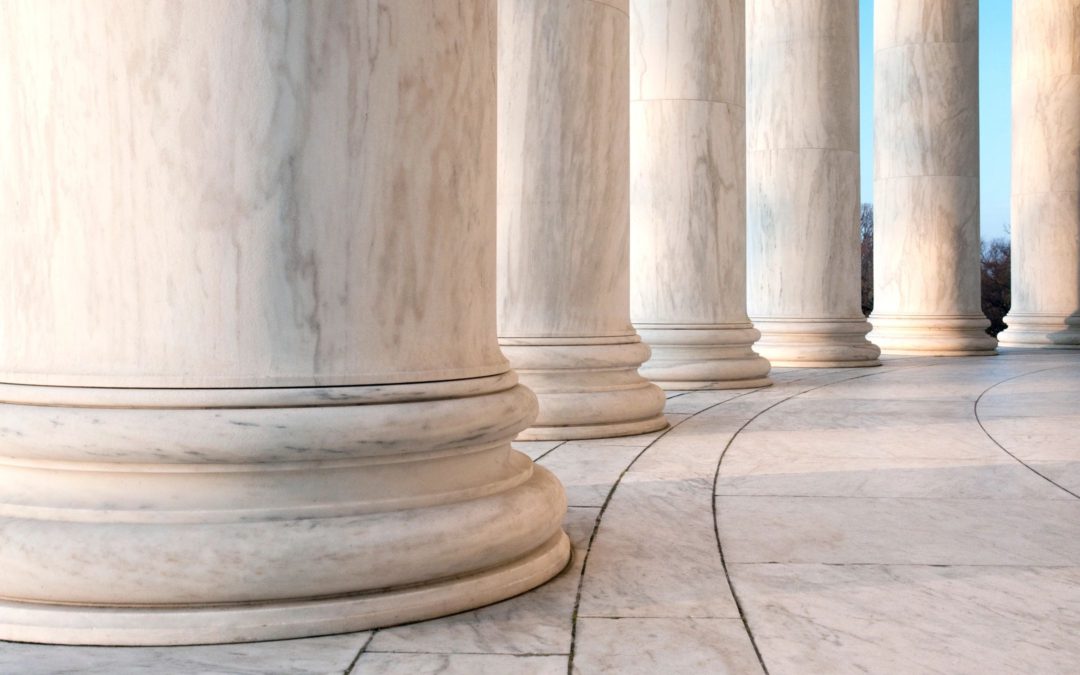 Picture of pillars for case on constitutionality of PTAB trials